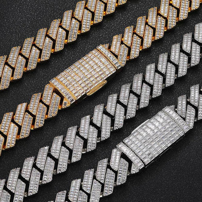 20mm Baguette Cuban Choker Chain - 5A CZ Iced Out 18K Gold Plated