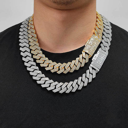 20mm Baguette Cuban Choker Chain - 5A CZ Iced Out 18K Gold Plated