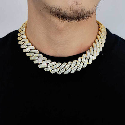 20mm Cuban Choker Chain - 5A CZ Iced Out 18K Gold Plated