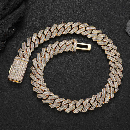 20mm Baguette Cuban Choker Chain - 5A CZ Iced Out 18K Gold Plated