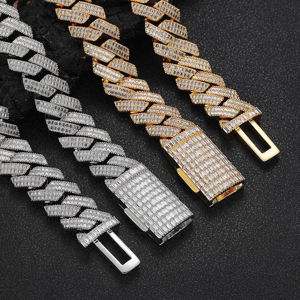 20mm Baguette Cuban Choker Chain - 5A CZ Iced Out 18K Gold Plated