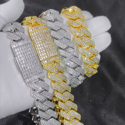 20mm Baguette Cuban Choker Chain - 5A CZ Iced Out 18K Gold Plated